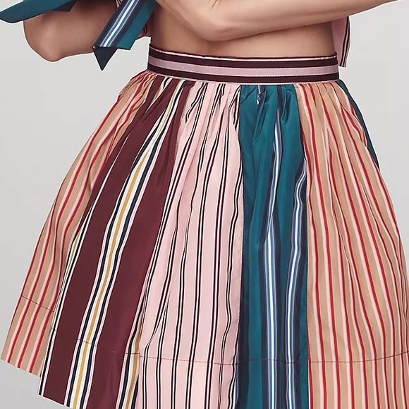 NWOT Maeve Taffeta Striped Multicolor Mini Fall Skirt - Picture 1 of 2